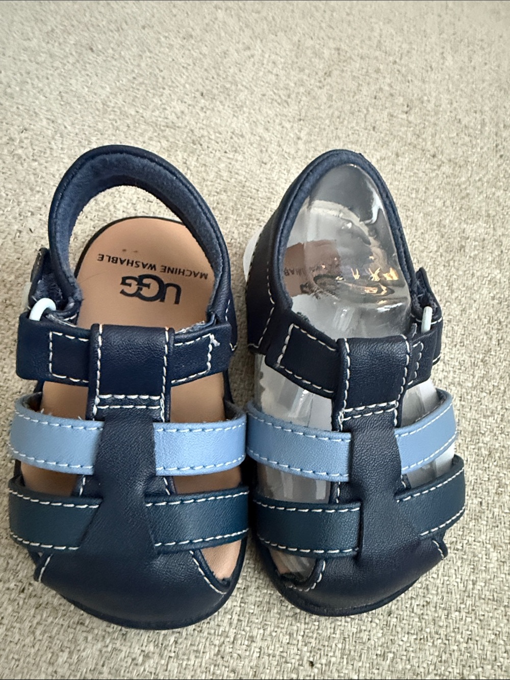 UGG Kids Navy and Light Blue Leather Fisherman Sandals